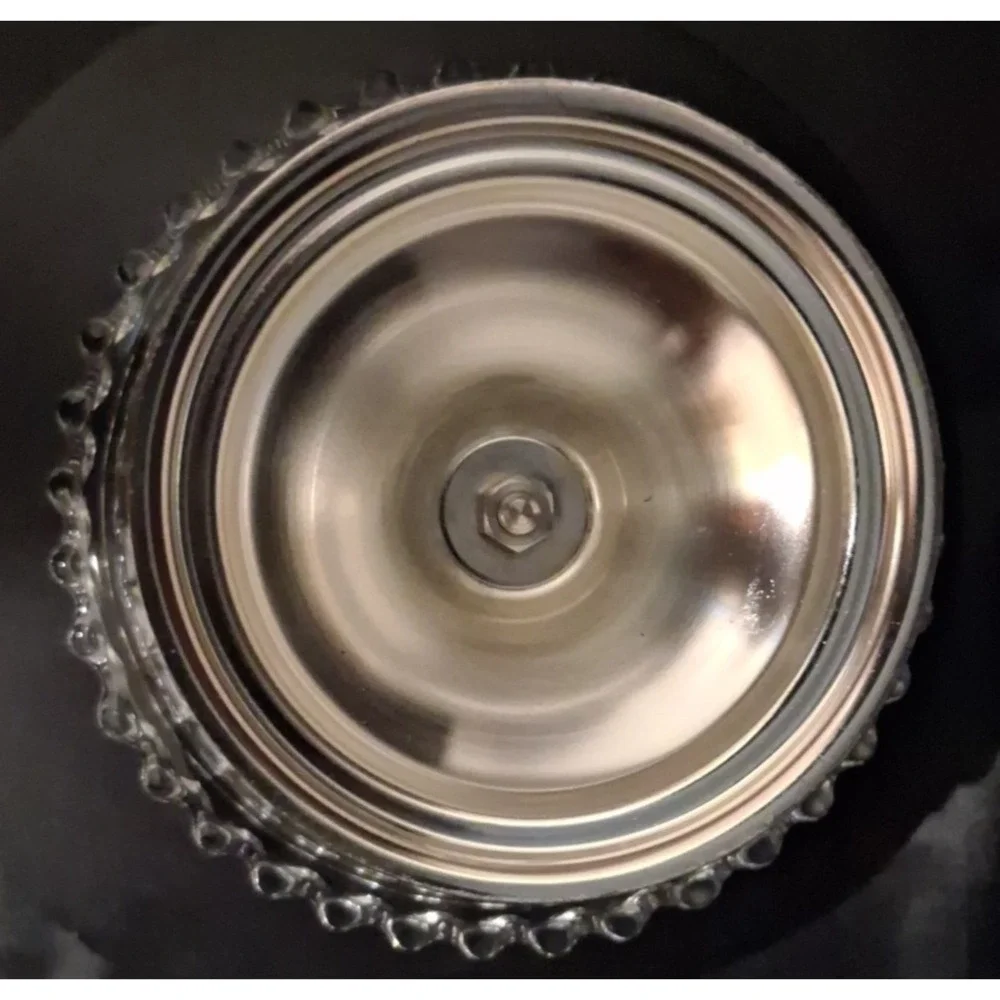 Vintage Diamond Point Glass Dessert Dish with Silver-plate Base